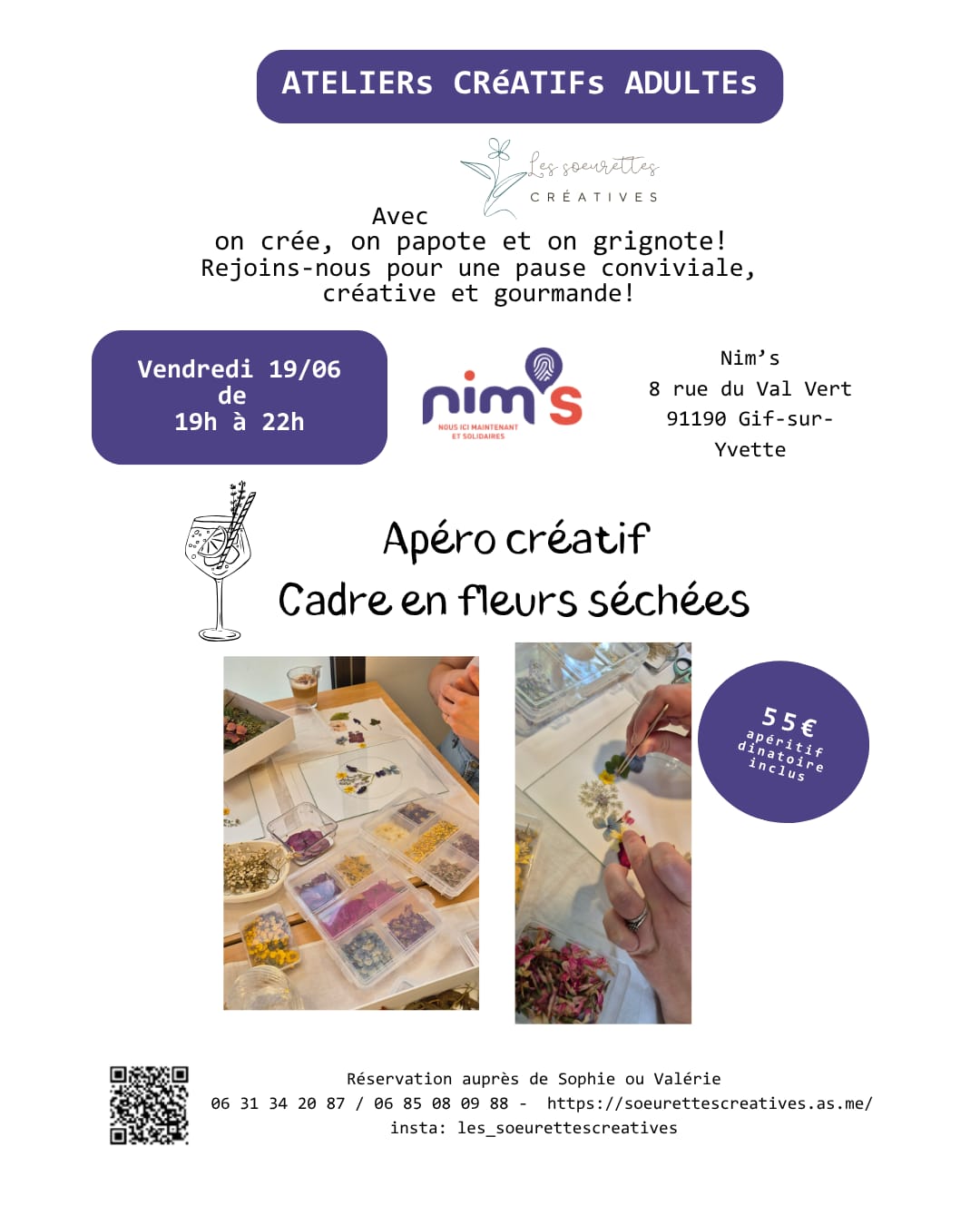 Apéro créatif - cadres en fleurs séchées